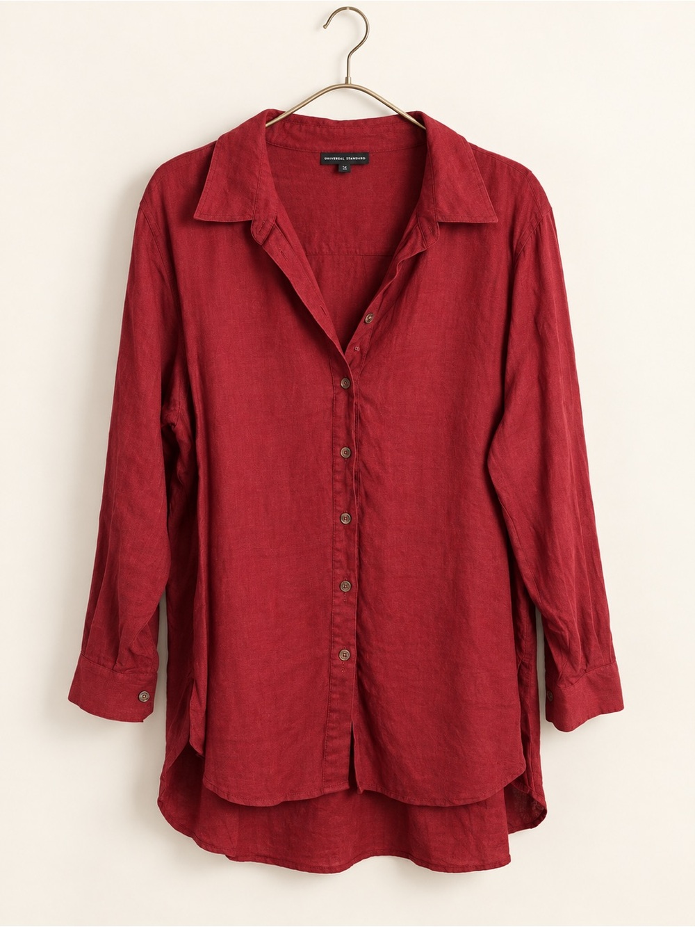 Universal Standard Dawn Linen Tunic Deep Red Size S 14–16
